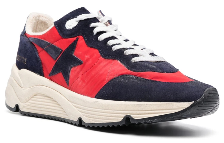 Order 金鵰跑鞋 皮革 綁帶 圓頭 低筒 運動休閒鞋 男款 紅藍