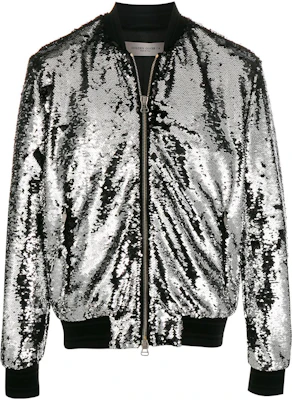Golden Goose Silver Sequin Zip Jacket Long Sleeve Outerwear G36MP514A1A1 Buy Golden Goose Silver Sequin Zip Jacket Long Sleeve Outerwear G36MP514A1A1