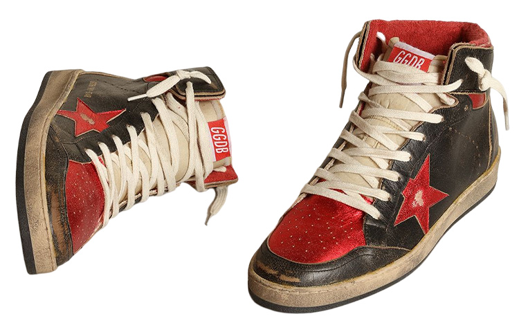 Lookbook Golden Goose Sky-Star High 'Negro Rojo Desgastado' GMF00230.F003285.90235