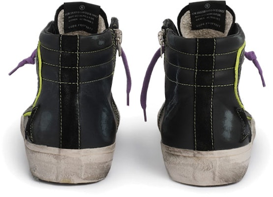 Golden Goose Slide 皮革 復古款 耐磨防滑 高筒休閒帆布鞋 黑黃色 Shop Golden Goose Slide 皮革 復古款 耐磨防滑 高筒休閒帆布鞋 黑黃色