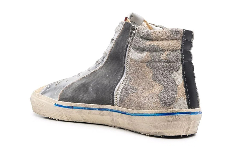 Shop Golden Goose Slide 'High-Top Distressed Abu-Abu' GMF00116.F002461.81496