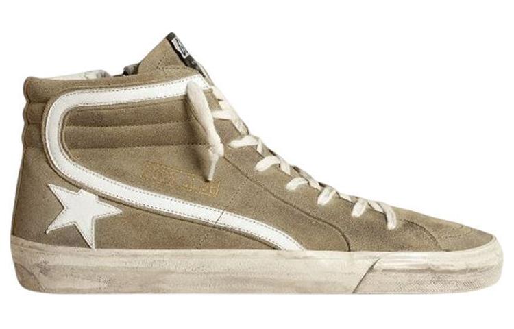 Order Golden Goose Slide 絨面皮革繫帶時尚板鞋 軍綠色