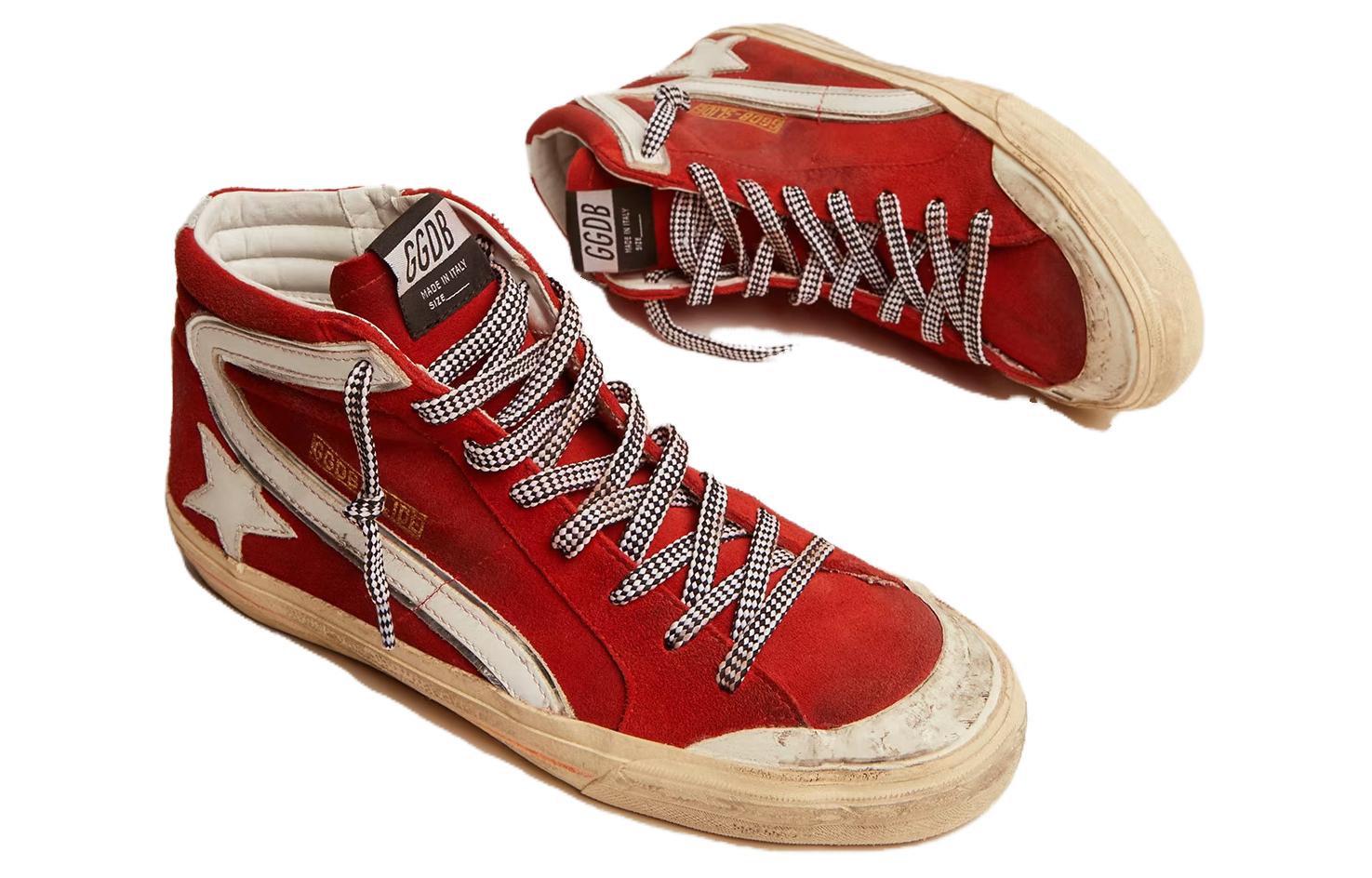 Shop Golden Goose Slide 'Beludru Merah Distressed' GMF00211.F001725.40388