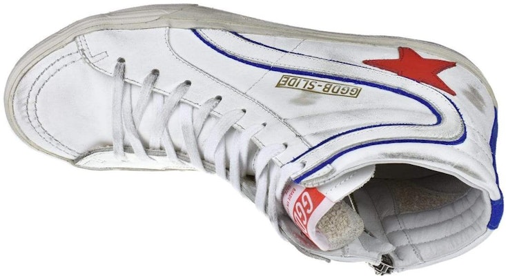 Golden Goose Slide 皮革 圓頭繫帶 高筒 帆布鞋 男款 白色 Order Golden Goose Slide 皮革 圓頭繫帶 高筒 帆布鞋 男款 白色