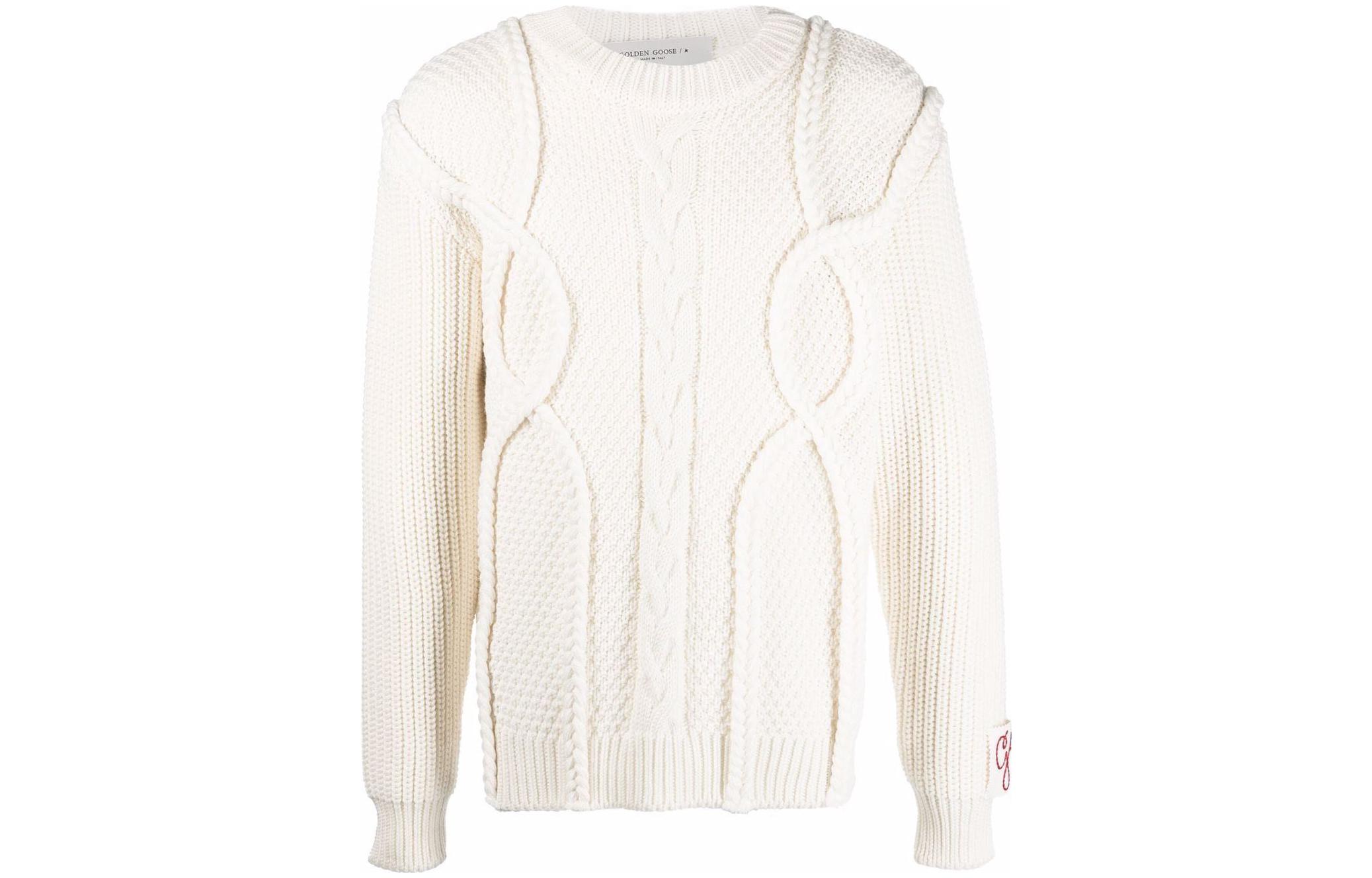 Golden Goose SS22  White Wool Crewneck Pullover Sweater. GMP00842P00066410715