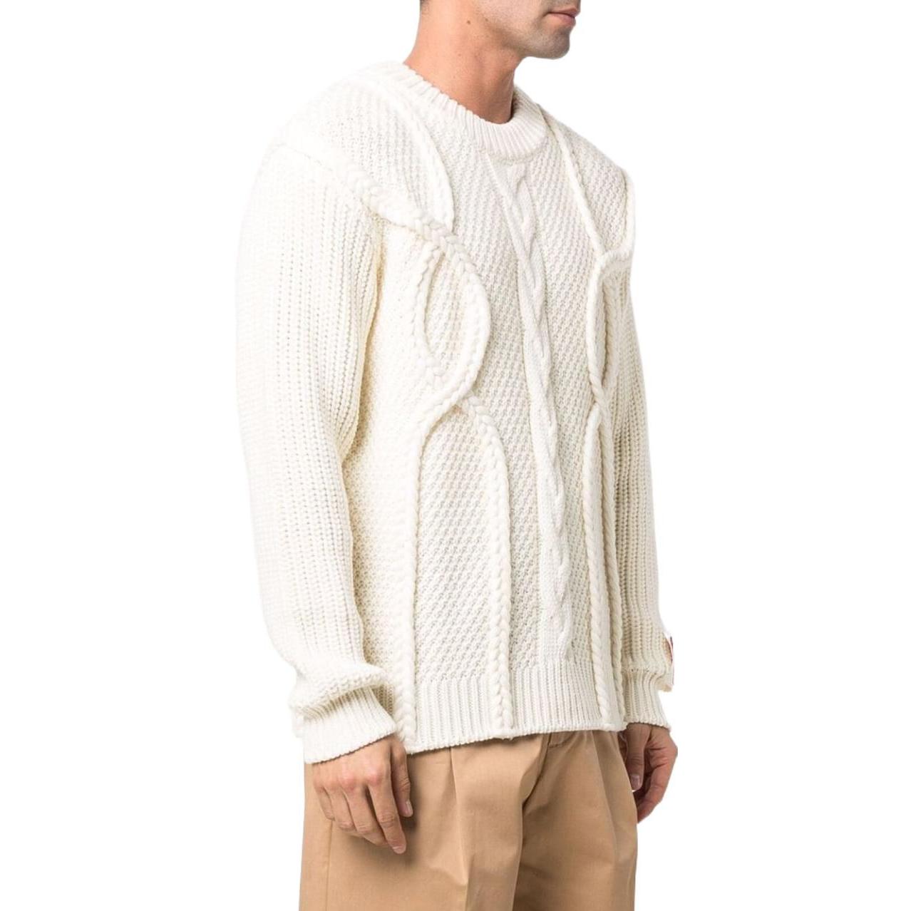 Shop Golden Goose SS22  White Wool Crewneck Pullover Sweater. GMP00842P00066410715