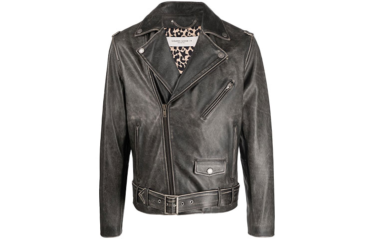 Order 金鹅 SS22 黑色皮革夹克带拉链口袋 GMP00297P00064790100