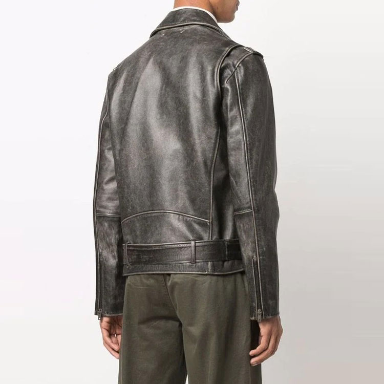 Purchase 金鹅 SS22 黑色皮革夹克带拉链口袋 GMP00297P00064790100