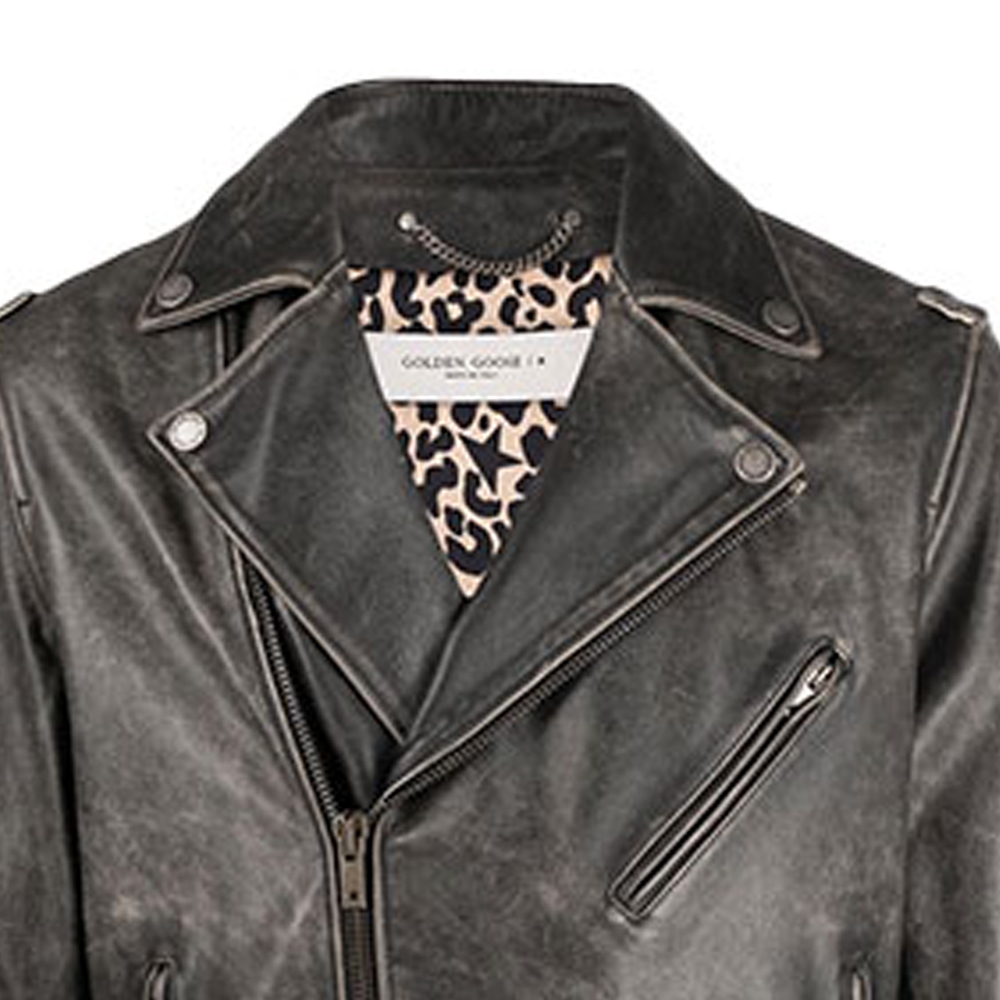 Details for 金鹅 SS22 黑色皮革夹克带拉链口袋 GMP00297P00064790100