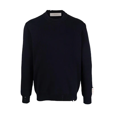 Golden Goose SS22 Distressed Crewneck Long Sleeve Sweatshirt Navy Blue Men GMP00839P00066250486