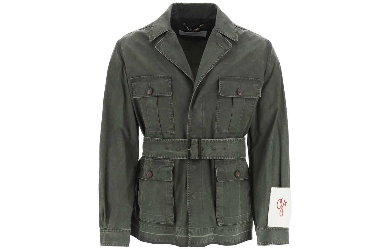 Golden Goose SS22 Green Multi-Pocket Belted Jacket GMP01065P000661