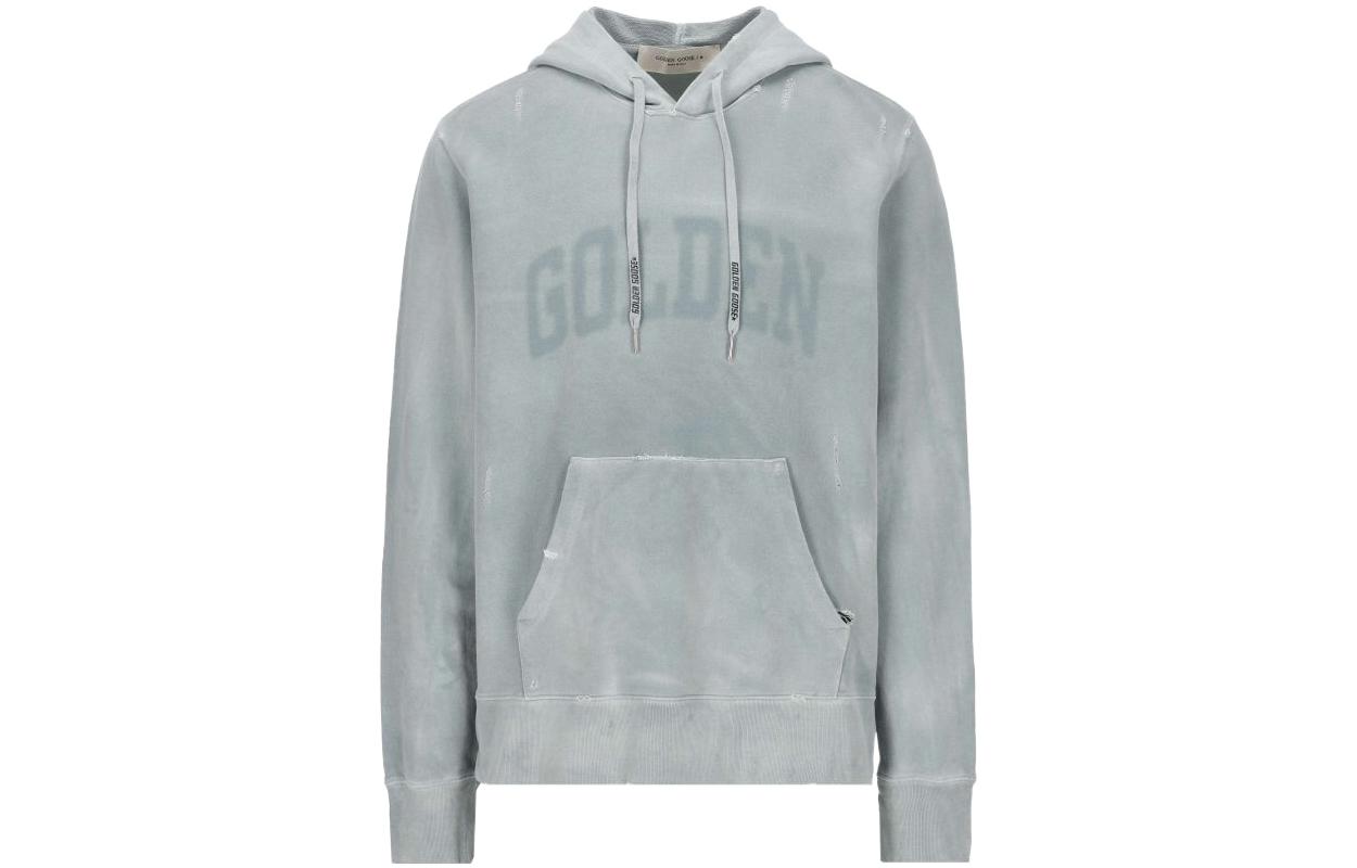Golden Goose SS22 Light Cyan Hoodie with Solid Color Letter Print GMP01138P00073260100