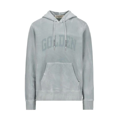 Golden Goose SS22 Light Cyan Hoodie with Solid Color Letter Print GMP01138P00073260100