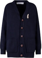 Golden Goose SS22 Metallic Feather Pin Solid Knit Sweater Blue Fashion GMP00945P00066250486 Golden Goose SS22 Metallic Feather Pin Solid Knit Sweater Blue Fashion GMP00945P00066250486