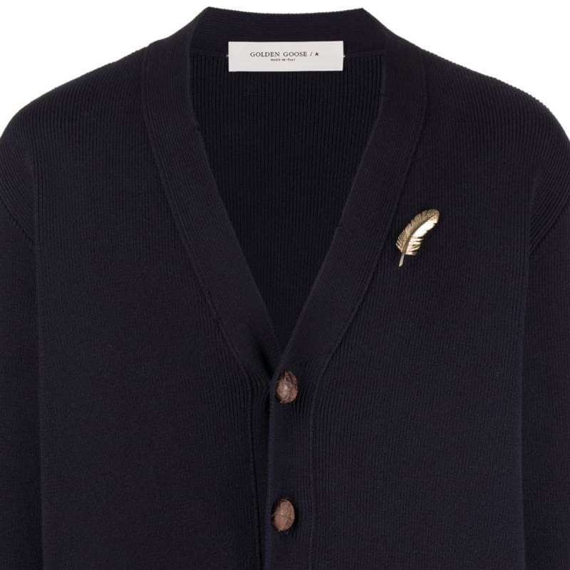 Sizing 골든구스 SS22 메탈릭 페더 핀 니트 스웨터 블루 패션 GMP00945P00066250486