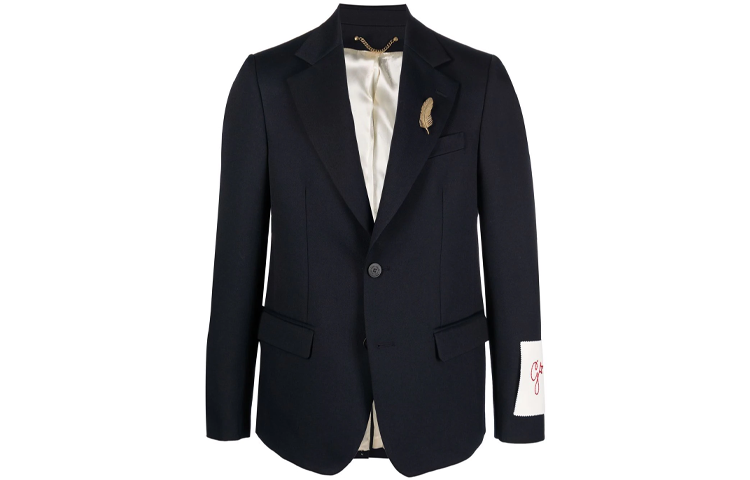 Order Golden Goose SS22 Blazer Navy Patch Single-Breasted Lelaki. GMP00855P00061950486
