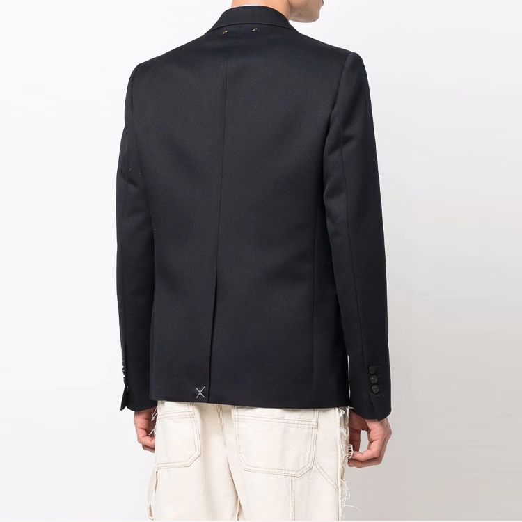 Shop Golden Goose SS22 Blazer Navy Patch Single-Breasted Lelaki. GMP00855P00061950486