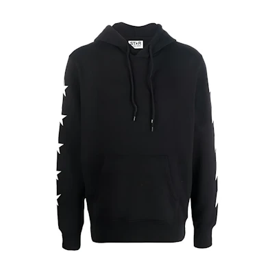 Golden Goose SS22 Star Print Oversized Hoodie Black Menswear GMP01224P00053480203
