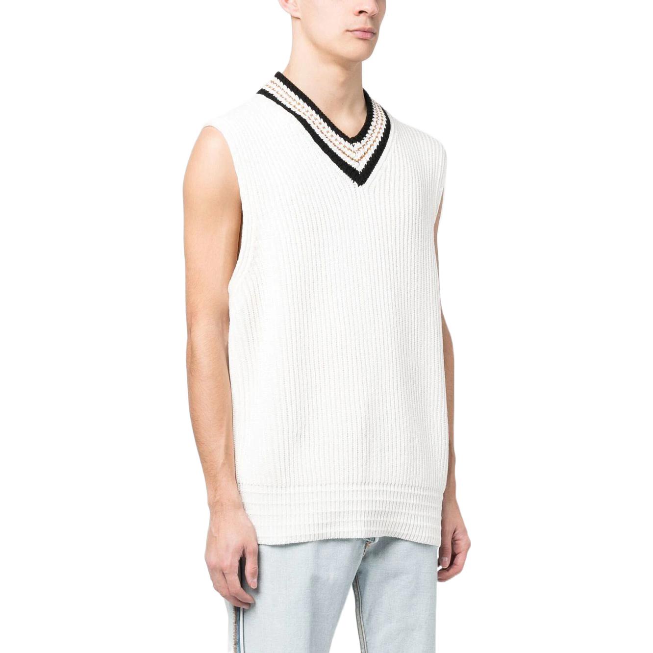 Purchase ゴールデングース SS23 ホワイト Vネックニットベスト ストライプトリム付き GMP01343P00098820103