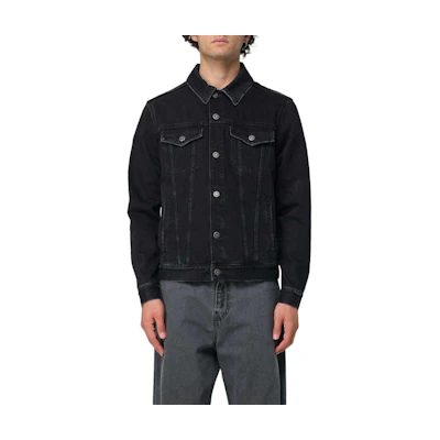 Golden Goose SS23 Black Logo Print Button-Up Jacket Long Sleeve GMP00284P00062590100