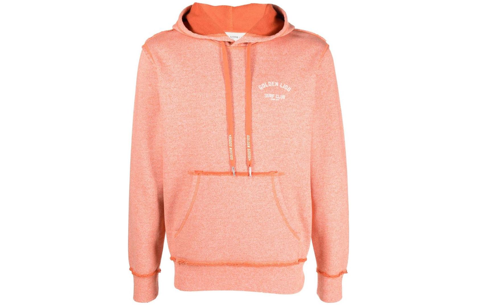 Golden Goose SS23 Logo Print Drawstring Hoodie Orange () GMP01224P00103430265