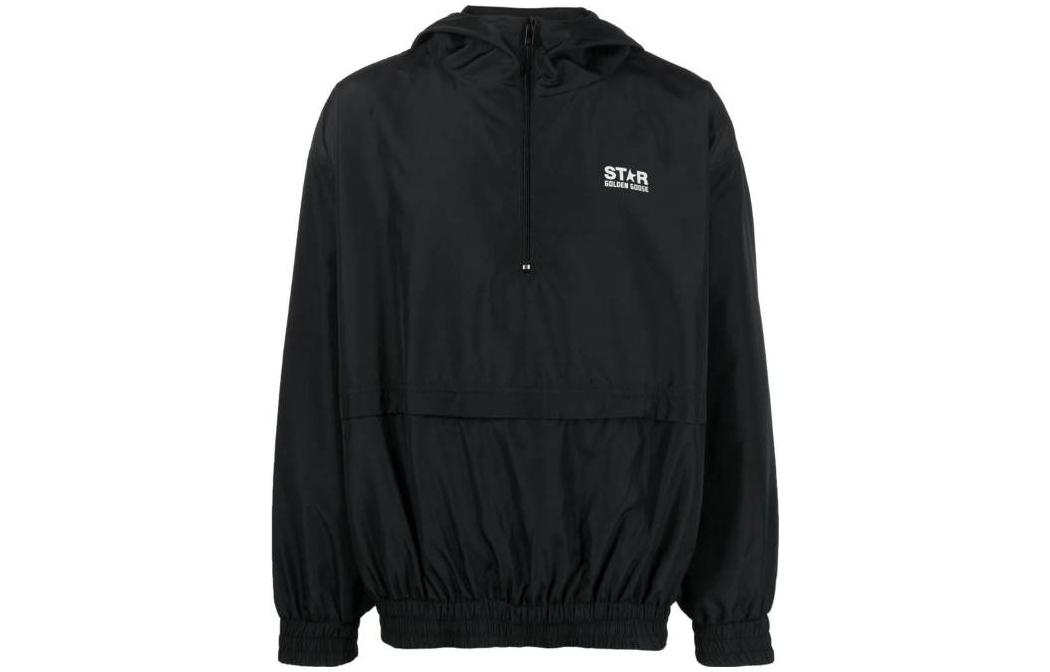 Golden Goose SS23 Logo Print Pullover Hoodie Jacket Black GUP01521P00126690100