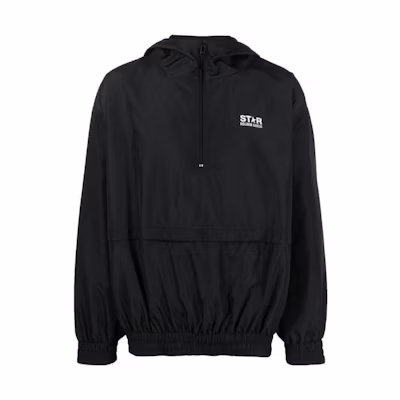 Golden Goose SS23 Logo Print Pullover Hoodie Jacket Black GUP01521P00126690100