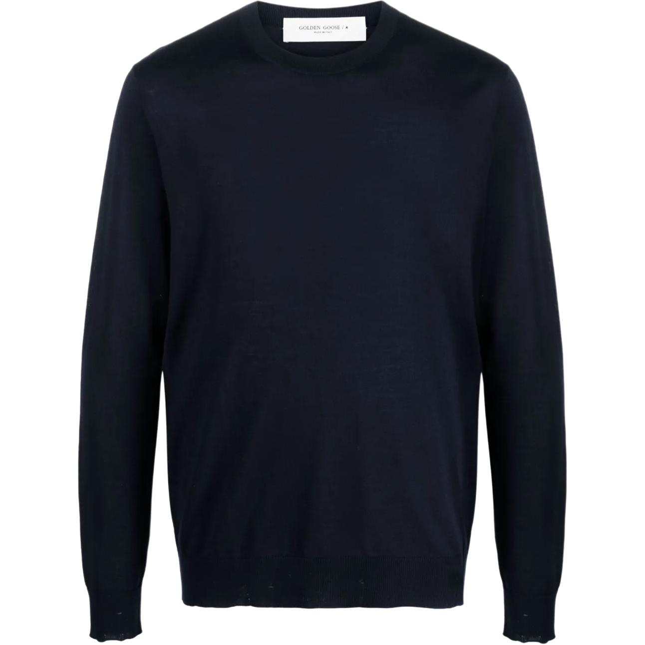 Golden Goose SS23 Navy Blue Crewneck Pullover Sweatshirt Casual Long Sleeve GMP00947P00066550501