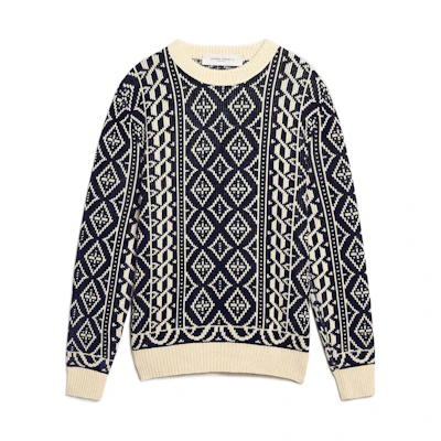 Golden Goose SS23 New Journey Geometric Knit Sweater Men’s Parchment Color GMP00841P00098282212