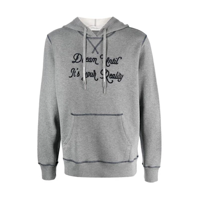 Golden Goose SS23 New Journey Grey Letter Print Pullover Hoodie for Men. GMP01224P00103360415