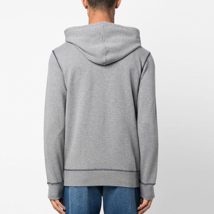 Shop Golden Goose SS23 New Journey Hoodie Lelaki Kelabu Cetakan Huruf. GMP01224P00103360415