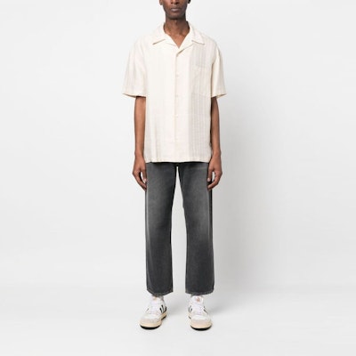 Golden Goose SS23 洗滌高腰直筒寬鬆牛仔褲 男士深灰色 GMP01186P00099490100 Lookbook Golden Goose SS23 洗滌高腰直筒寬鬆牛仔褲 男士深灰色 GMP01186P00099490100