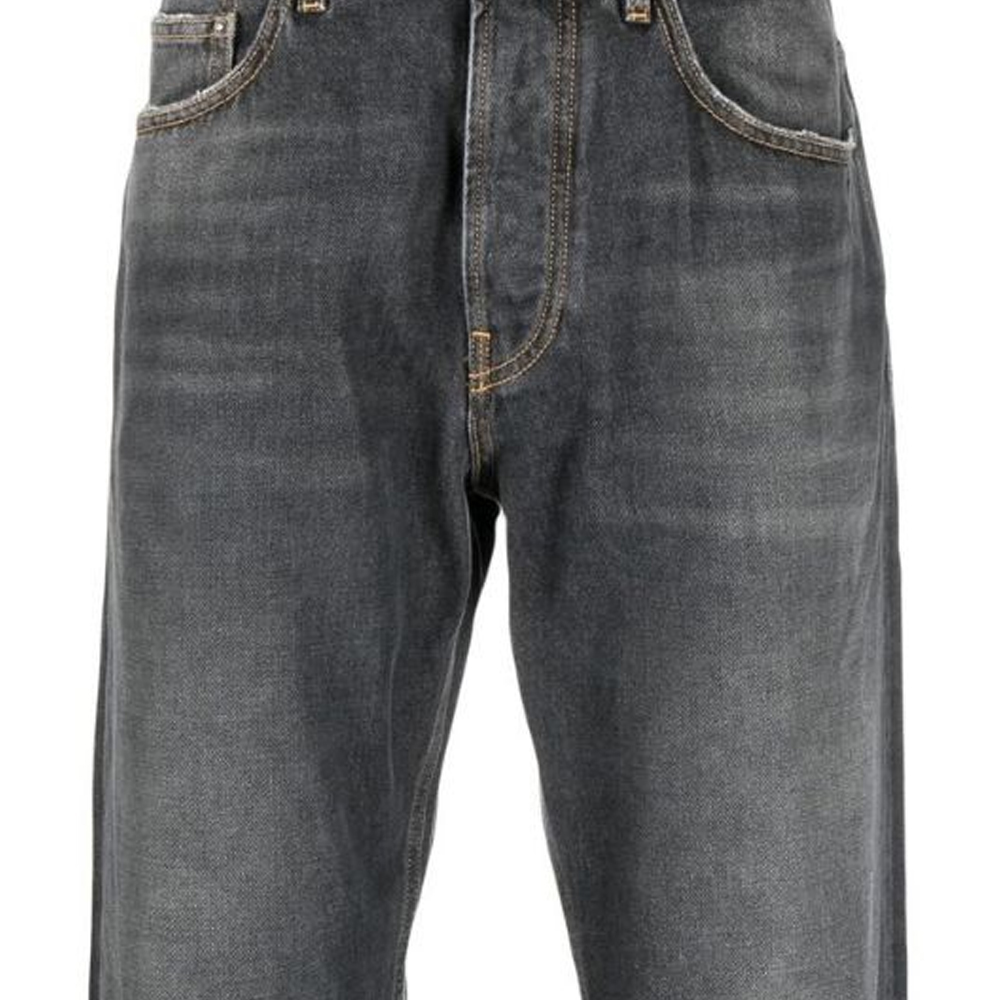 Sizing Golden Goose SS23 洗滌高腰直筒寬鬆牛仔褲 男士深灰色 GMP01186P00099490100