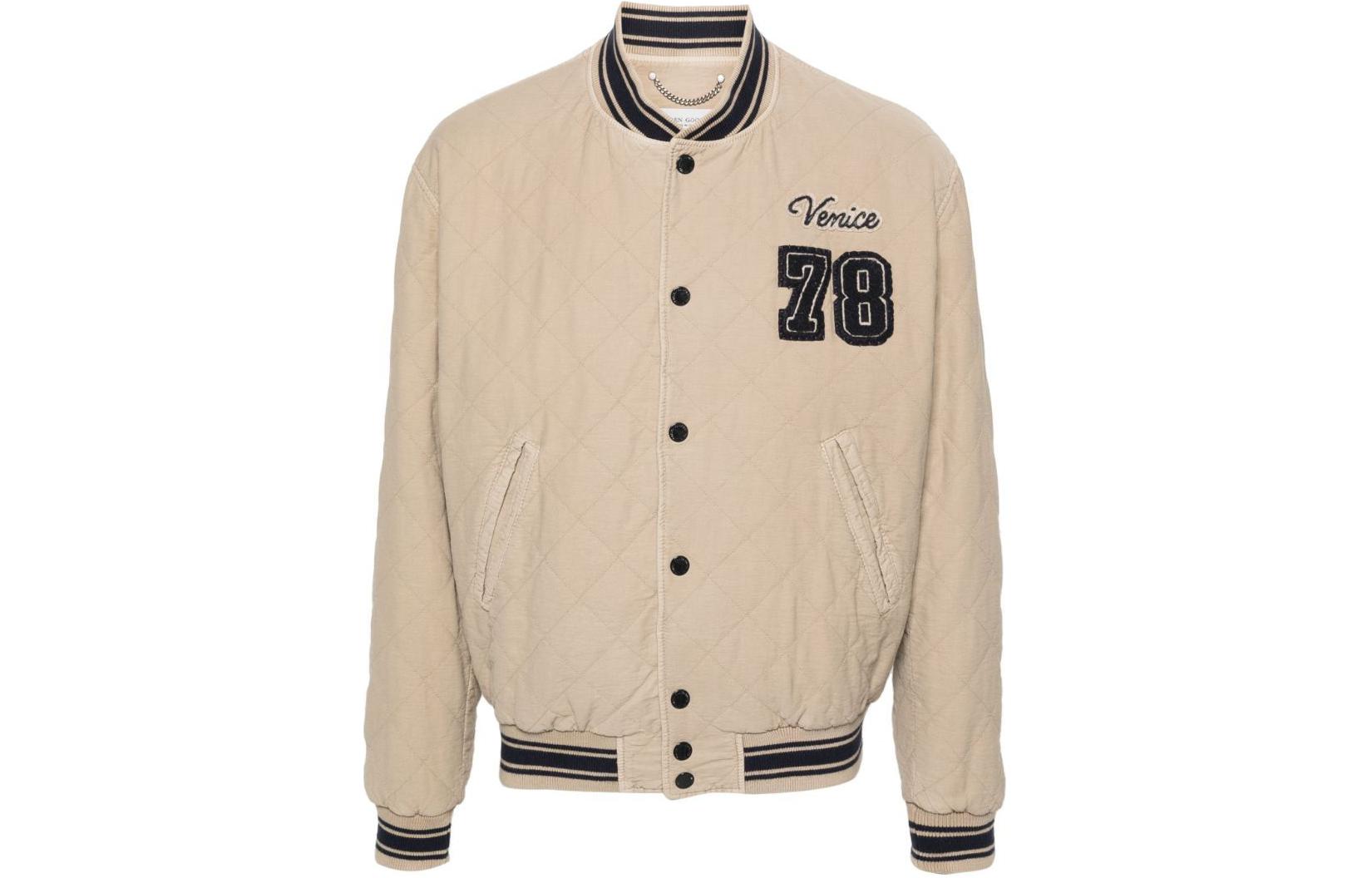 Golden Goose SS24 Letter-Patch Striped Loose-Fit Jacket Men’s Light Brown GMP00834P00148815527
