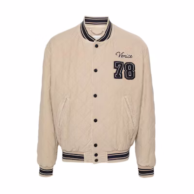 Golden Goose SS24 Letter-Patch Striped Loose-Fit Jacket Men’s Light Brown GMP00834P00148815527