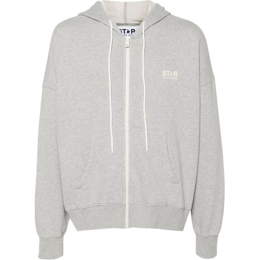 Golden Goose SS24 Logo Letter Print Zip-Up Oversized Sweatshirt Unisex Grey GUP01892P001652-GREY