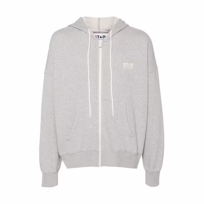 Golden Goose SS24 Logo Letter Print Zip-Up Oversized Sweatshirt Unisex Grey GUP01892P001652-GREY