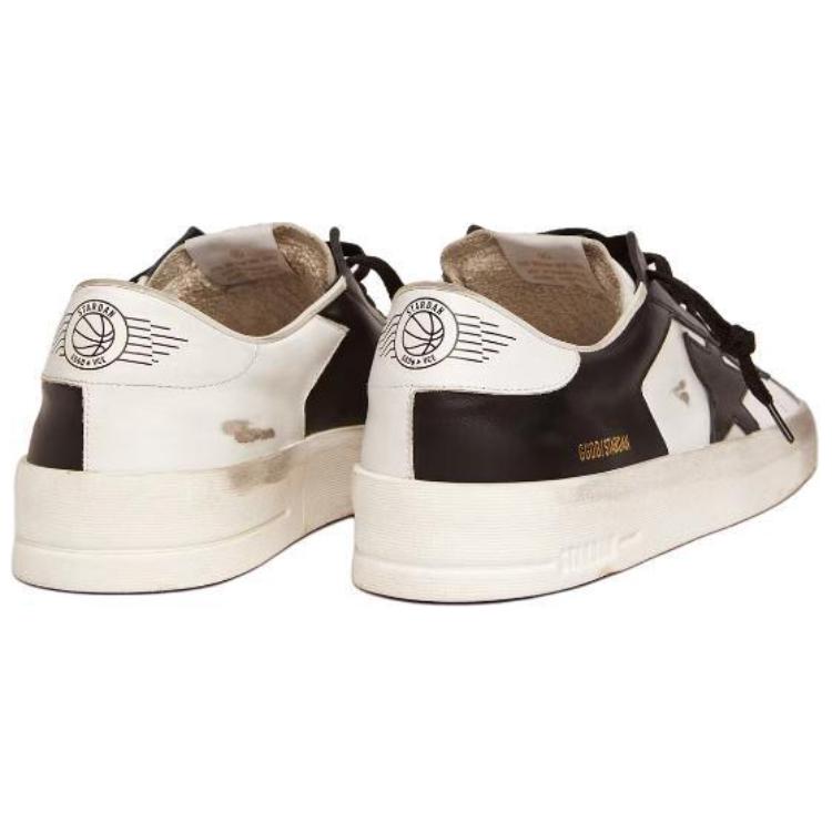 Shop Golden Goose Stardan 黑白磨损星星点缀鞋 GMF00128.F002186.10283