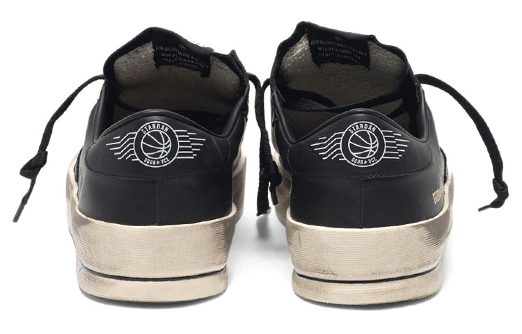 Shop Golden Goose Stardan 'Distressed Black Low-Top' G35MS959.D1