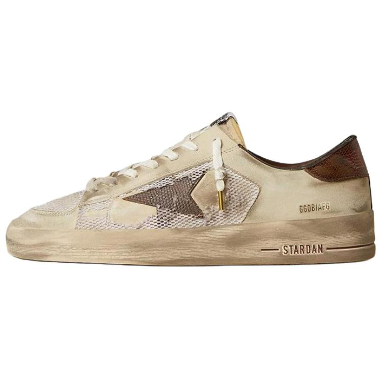 Golden Goose Stardan Beige Low-Top Lace-Up Platform Sneakers for Men. GMF00370.F005088.11635