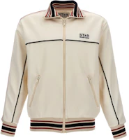 Golden Goose Striped Logo Print Collared Long Sleeve Jacket Mens Light Brown GMP01795P0015241179111791 Golden Goose Striped Logo Print Collared Long Sleeve Jacket Mens Light Brown GMP01795P0015241179111791