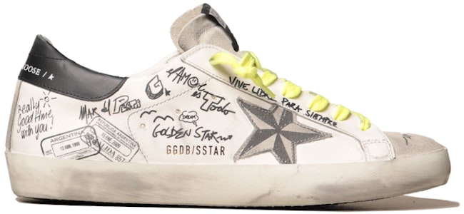 Golden Goose Super-Star 'Graffiti Hitam Putih Lusuh' GMF00101.F000300.10220 Order Golden Goose Super-Star 'Graffiti Hitam Putih Lusuh' GMF00101.F000300.10220