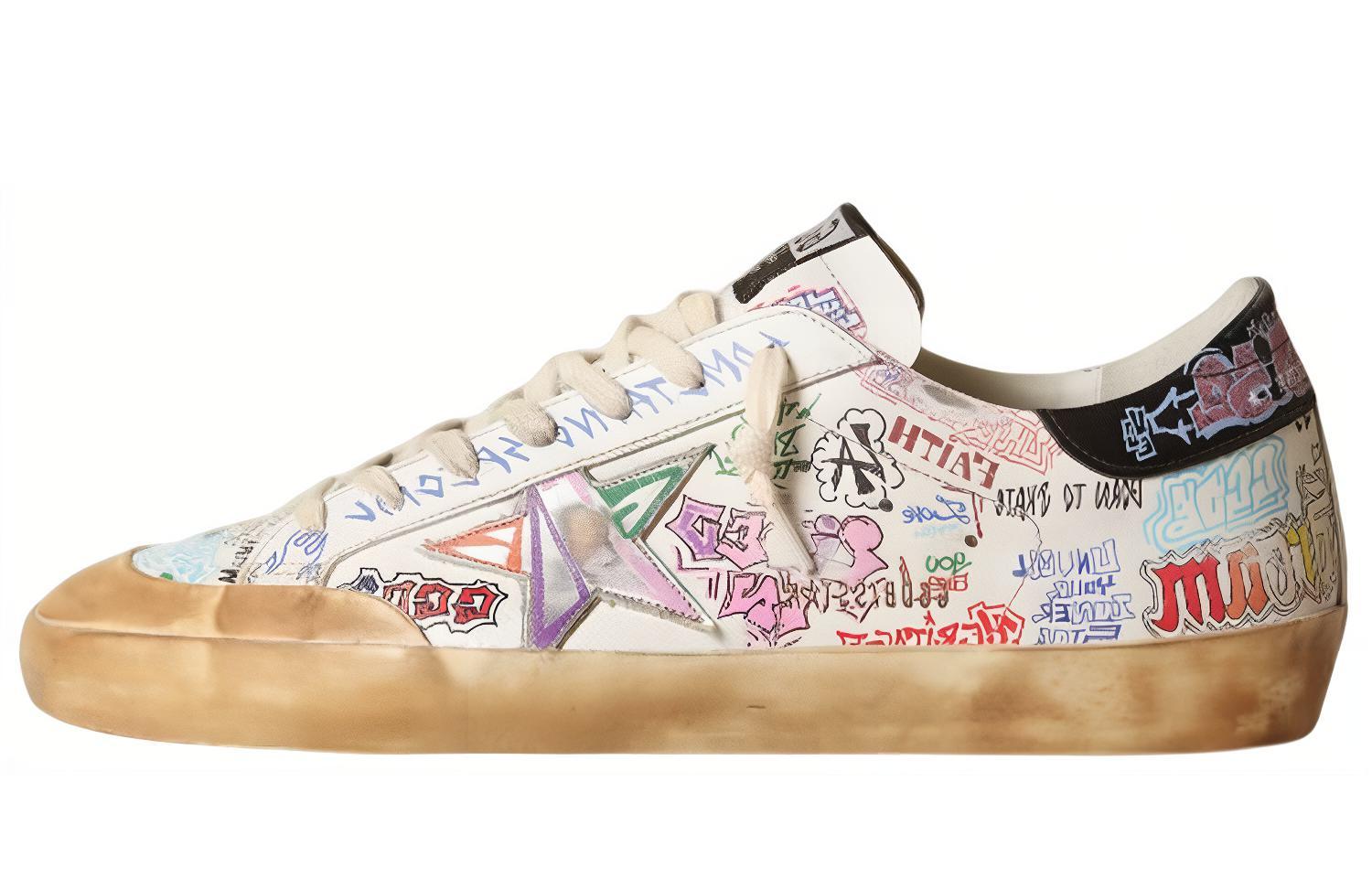 Golden Goose Super-Star 'White Graffiti Penstar Distressed'