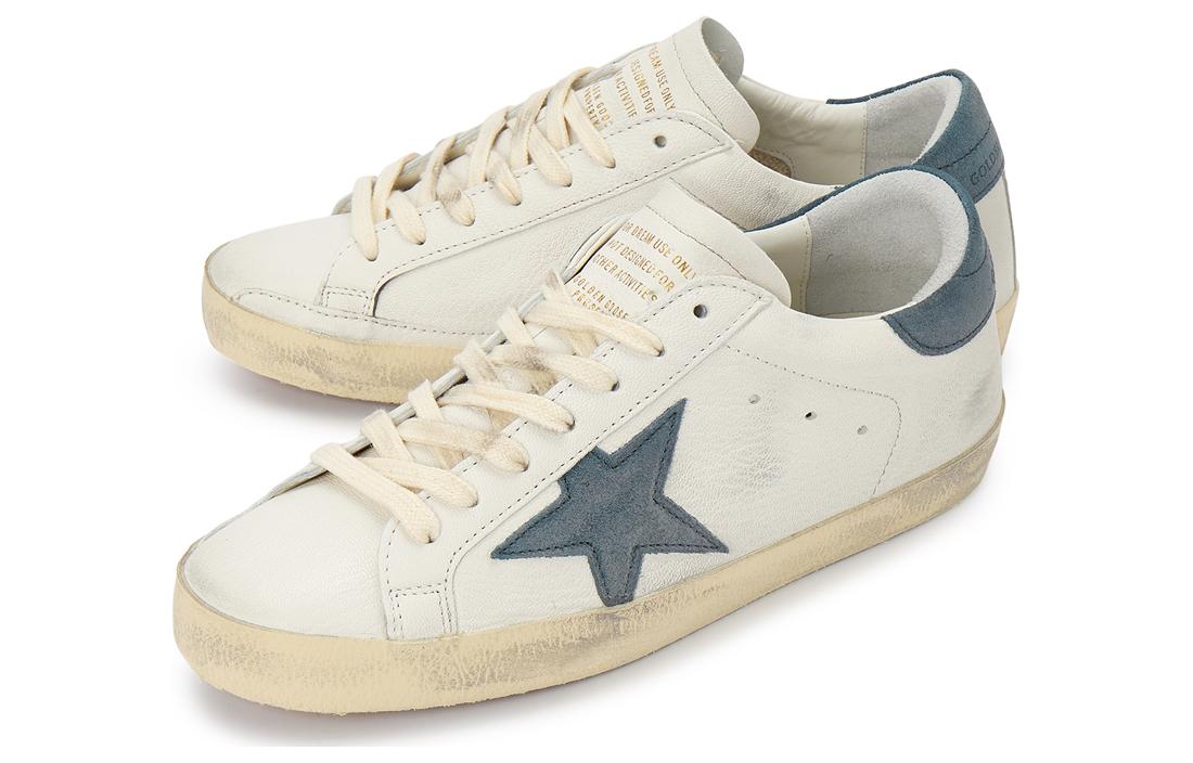 Shop Golden Goose Super-Star 皮革 時尚板鞋 男款 白藍