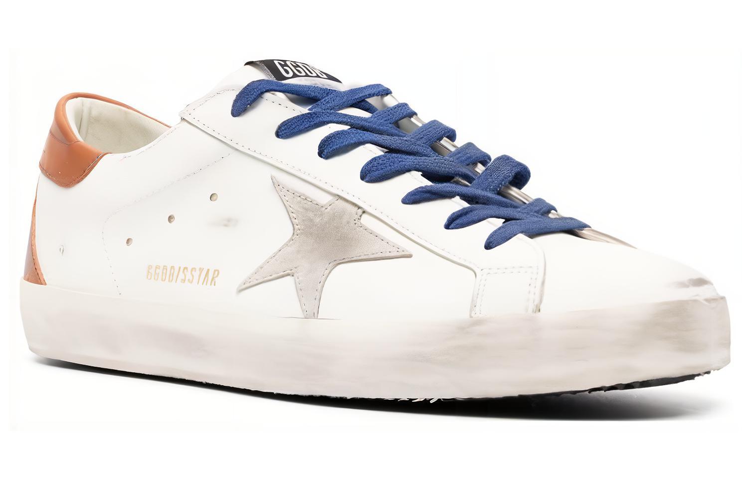 Order 金鵝皮革平底系帶時尚板鞋 男款 白藍做舊版