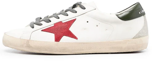Golden Goose Super-Star White Red Distressed Leather Low-Top Sneakers Men. GMF00102.F003987.11357 Golden Goose Super-Star White Red Distressed Leather Low-Top Sneakers Men. GMF00102.F003987.11357