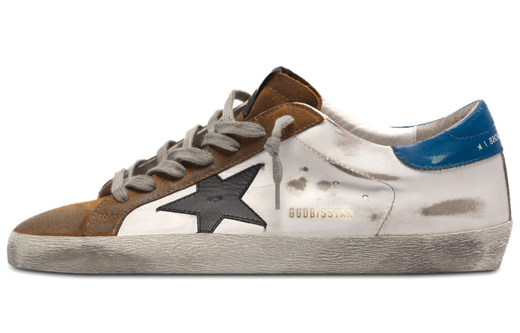 Golden Goose Superstar 'Distressed White Brown Blue'