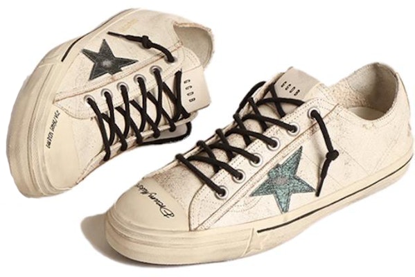 Golden Goose V-Star 皮革織布 時尚圓頭 低筒 帆布鞋 男款 白色 Order Golden Goose V-Star 皮革織布 時尚圓頭 低筒 帆布鞋 男款 白色