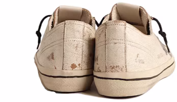 Shop Golden Goose V-Star 皮革織布 時尚圓頭 低筒 帆布鞋 男款 白色