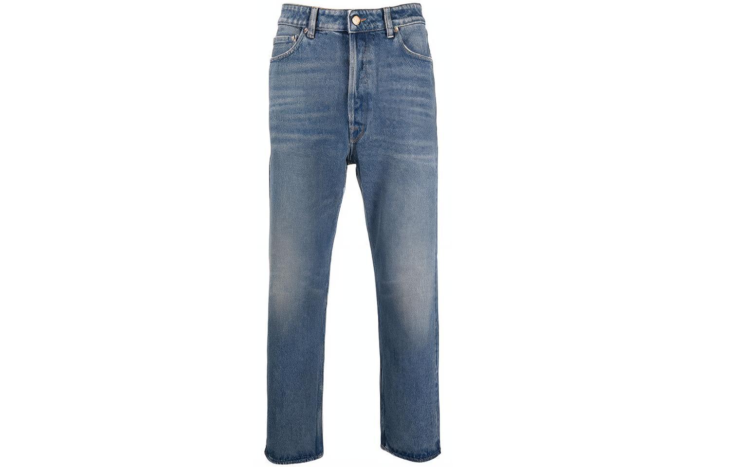 Golden Goose Washed Straight-Leg Low-Rise Jeans Blue GMP00596P00062150100